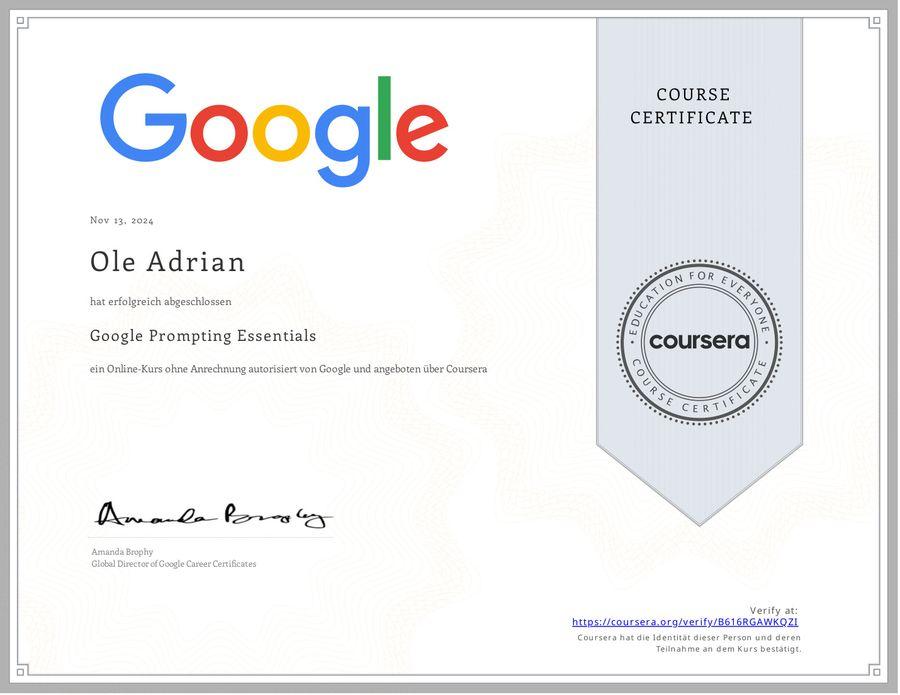 Google Prompting Essentials, Coursera