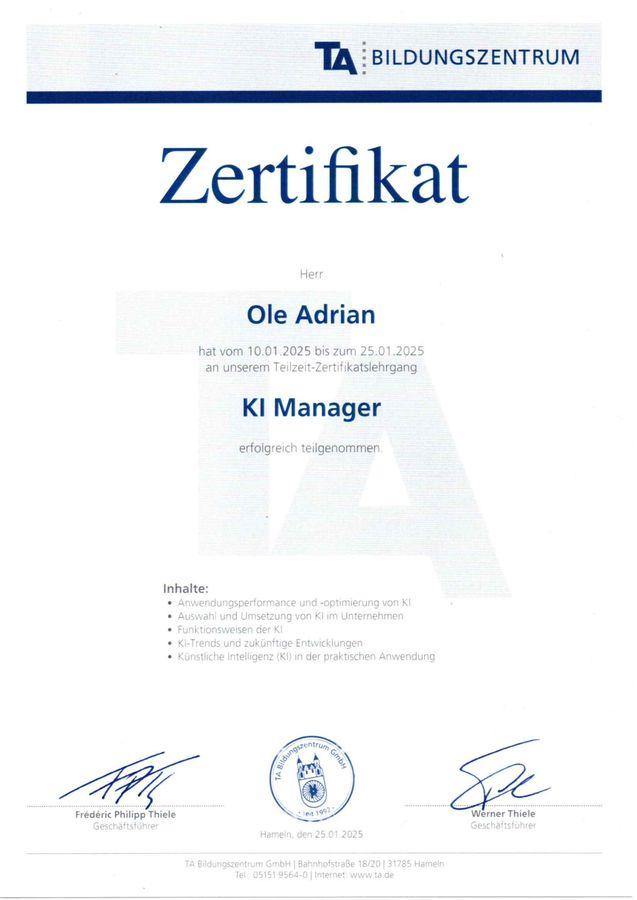 KI-Manager, TTA, Januar 2025