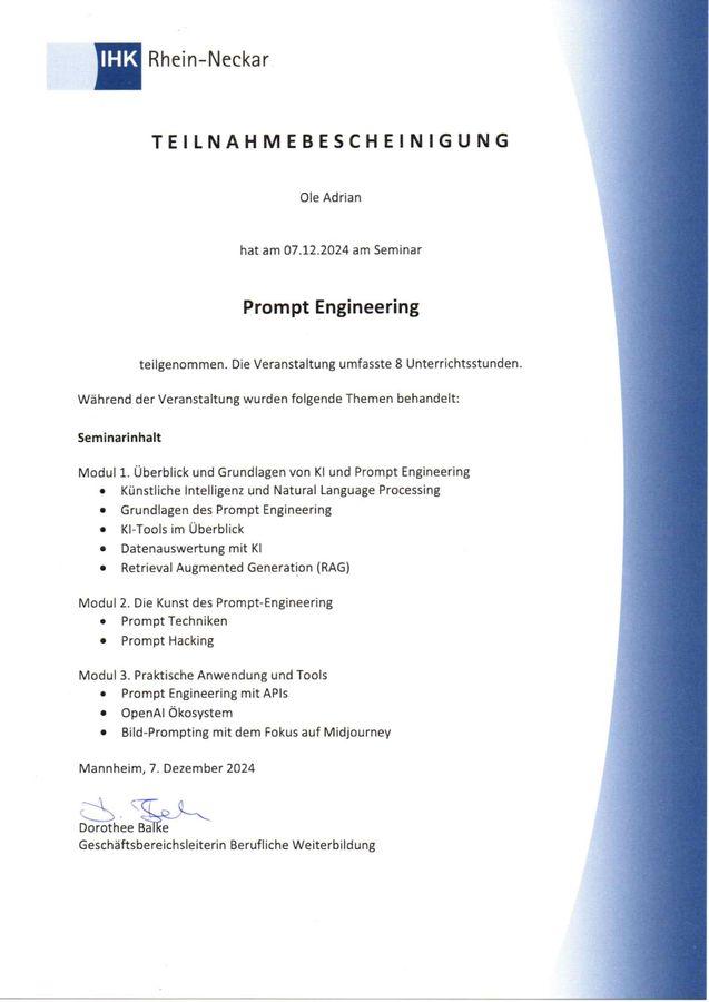 Prompt Engineer, IHK, Dezember 2024